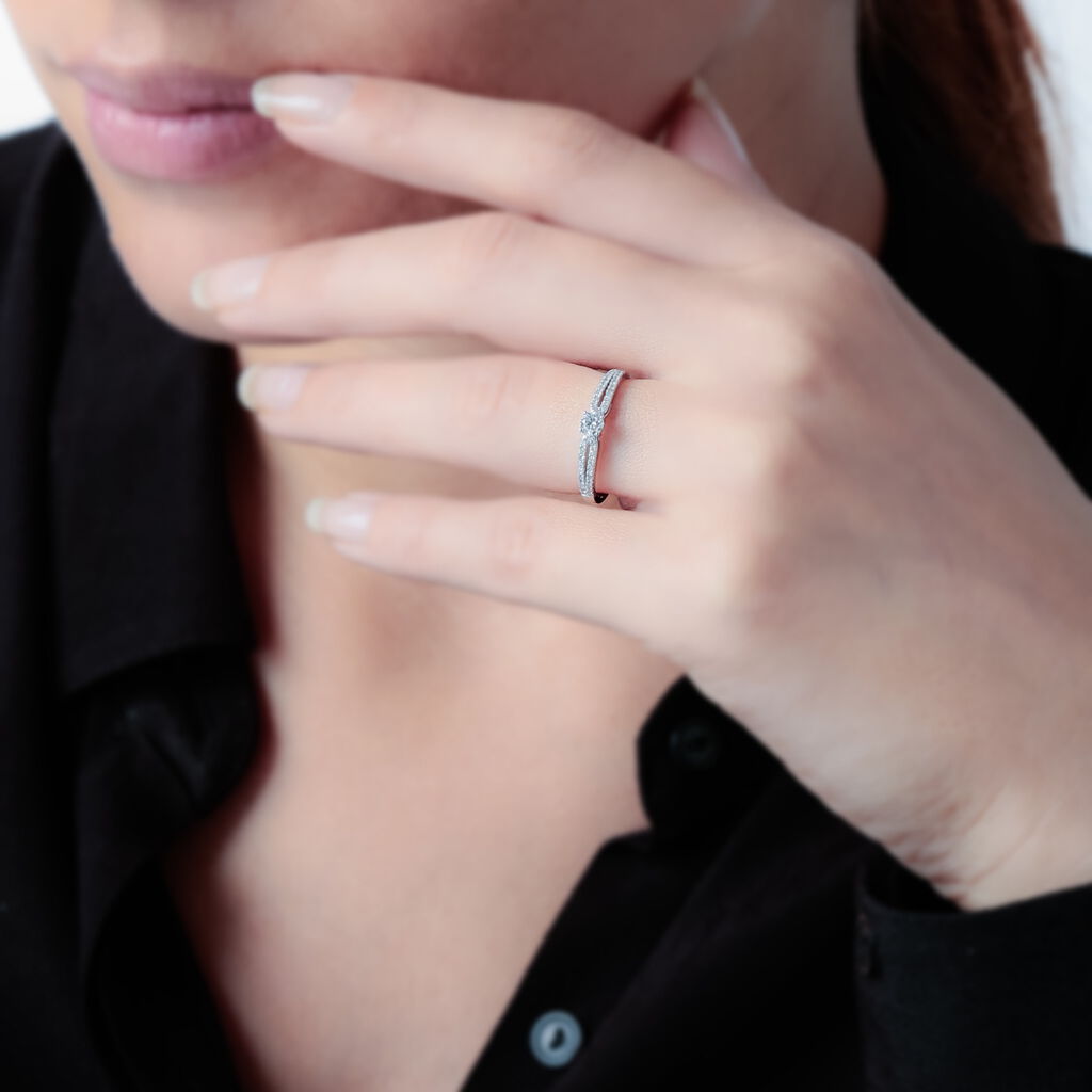 Bague Solitaire Katalina Or Blanc Diamant - Spannringe Damen | OROVIVO