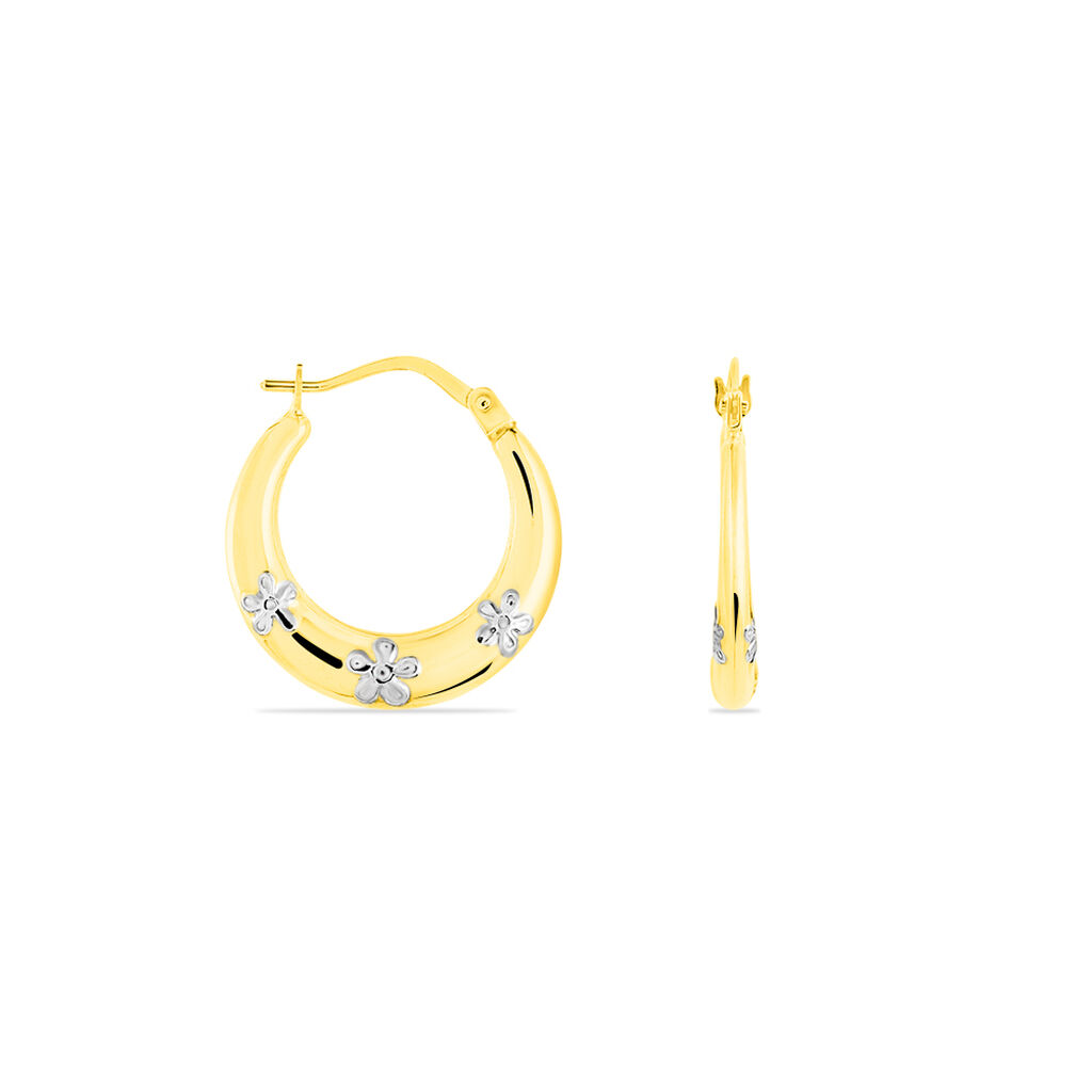 Damen Creolen Gold 375 Bicolor Blume - Creolen Damen | OROVIVO