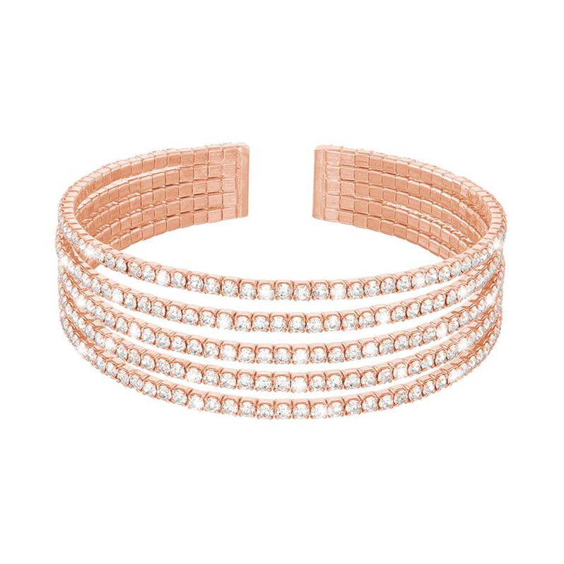 Bracciale rigido multifilo in metallo rosato con strass - Spannringe Damen | OROVIVO