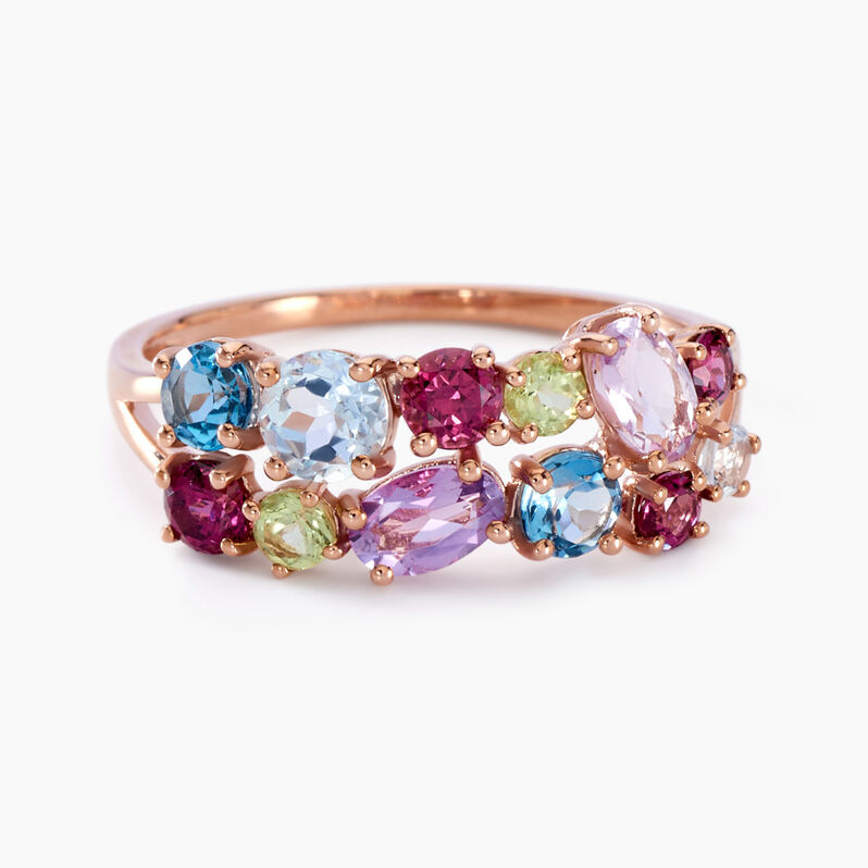 Bague Leonice Or Rose Améthyste Topaze - Spannringe Damen | OROVIVO