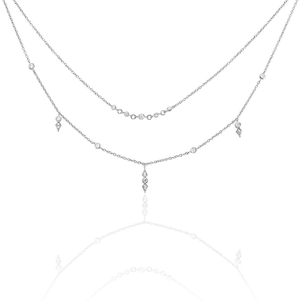 JULIA 2 Damen Collier Silber 925 Zirkonia Wei&szlig; 0,13 ct