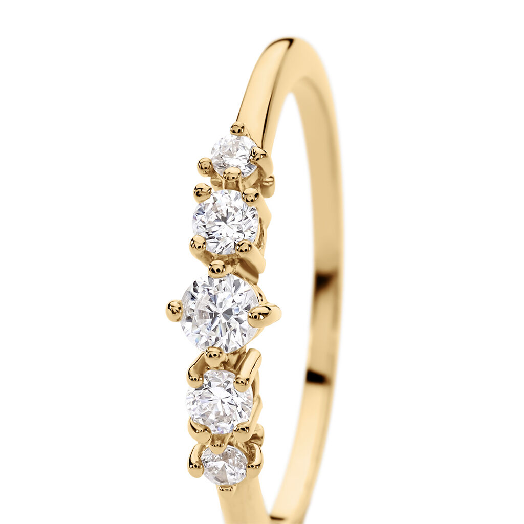 HARLEE Damen Ring Vergoldet 750 Zirkonia Wei&szlig;