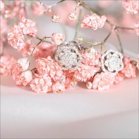 Damen Ohrstecker Weißgold 750 Diamant Blume - Ohrstecker Damen | OROVIVO