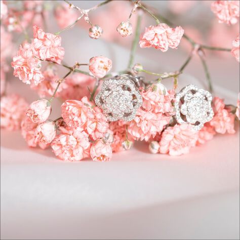 Damen Ohrstecker Weißgold 750 Diamant Blume - Ohrstecker Damen | OROVIVO