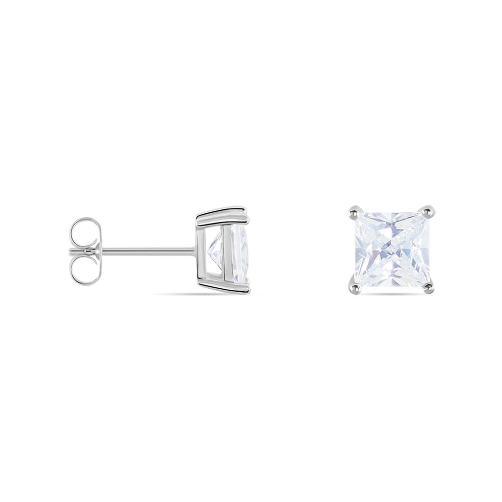 Damen Ohrstecker Silber 925 Zirkonia Viereck Biratisa  - Ohrstecker Damen | OROVIVO