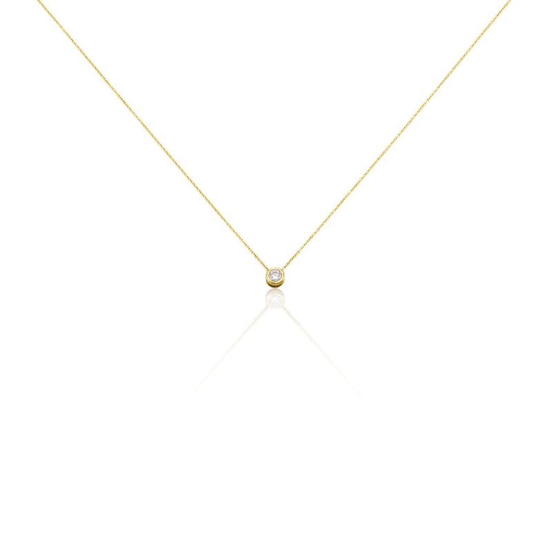 Delicate Damen Collier Gold 375 (9 Karat) Diamant Wei&szlig; 0,2 ct B 0,7 mm - Halsketten Damen | OROVIVO