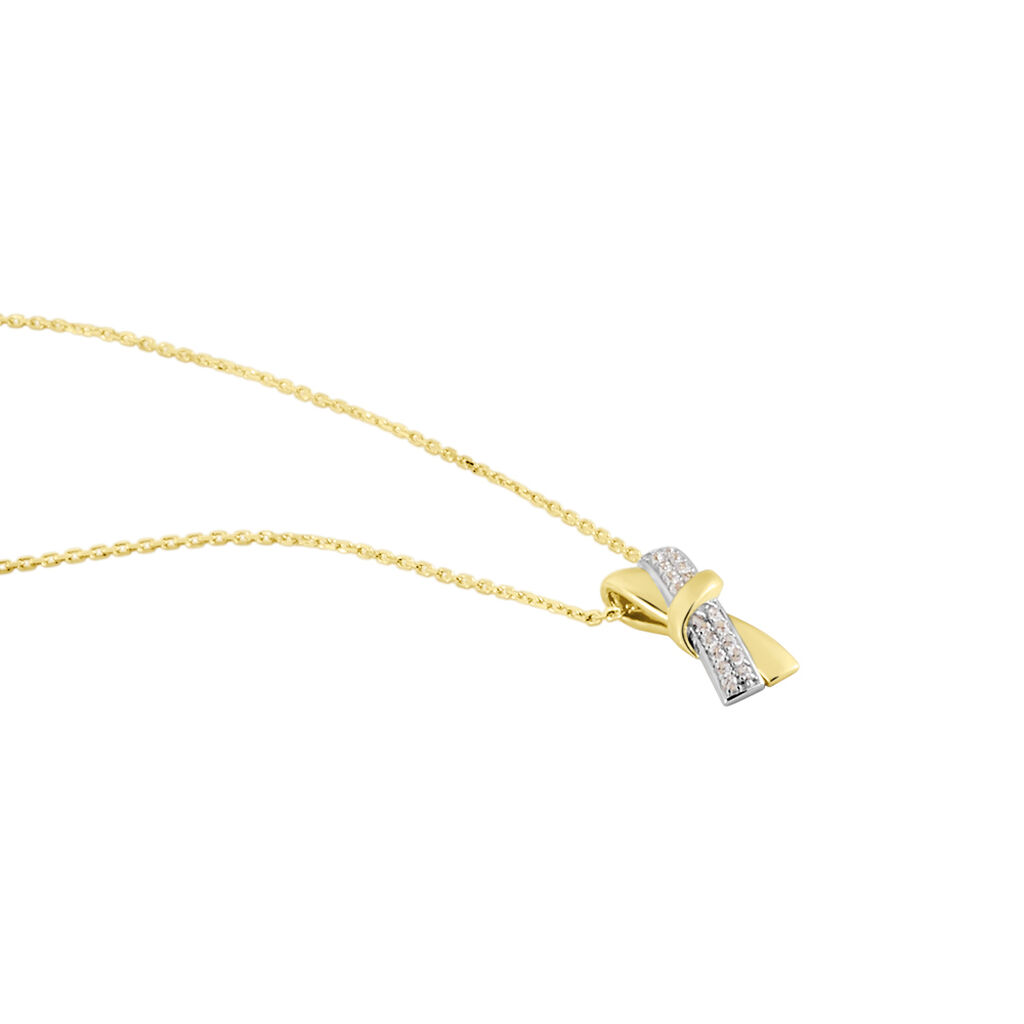 BRENDA Damen Collier Gold Bicolor Gelb/Silber 375 (9 Karat) Zirkonia Wei&szlig; 0,98 ct