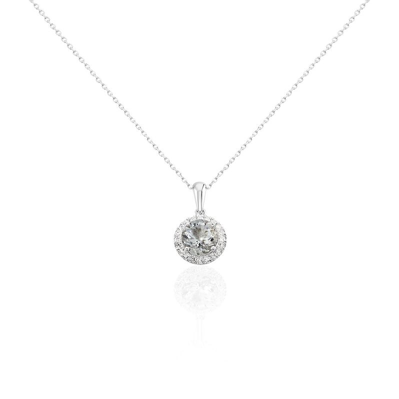 KATHI Damen Kette Wei&szlig;gold 585 (14 Karat) Aquamarin Himmelblau 1,3 ct - Halsketten Damen | OROVIVO