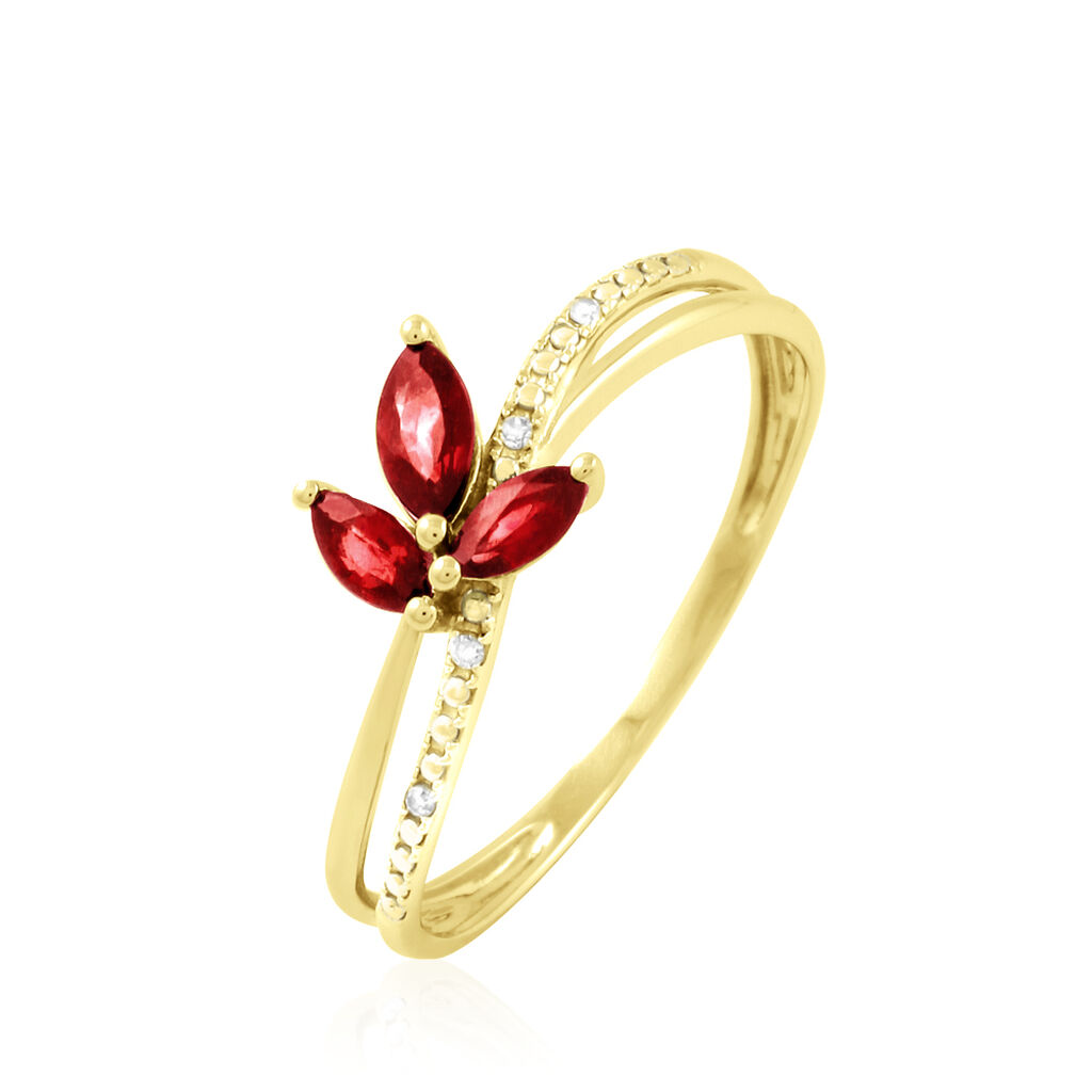 Bague Angie Or Jaune Rubis Et Diamant - Spannringe Damen | OROVIVO
