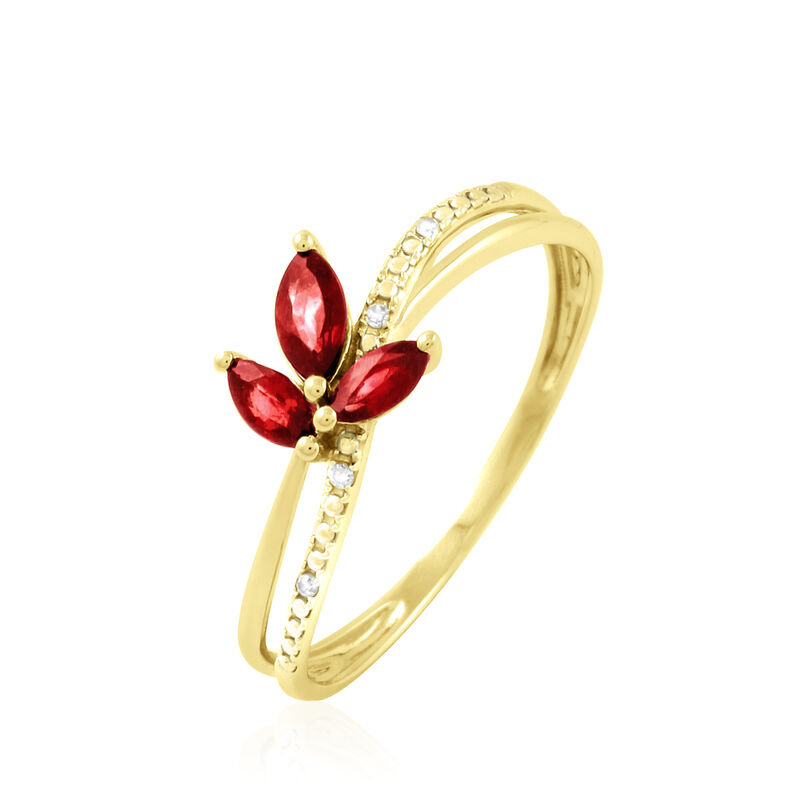 Bague Angie Or Jaune Rubis Et Diamant - Spannringe Damen | OROVIVO