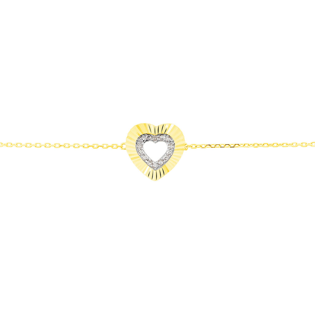 Bracelet Or Jaune Roxy Coeur Diamant - Spannringe Damen | OROVIVO