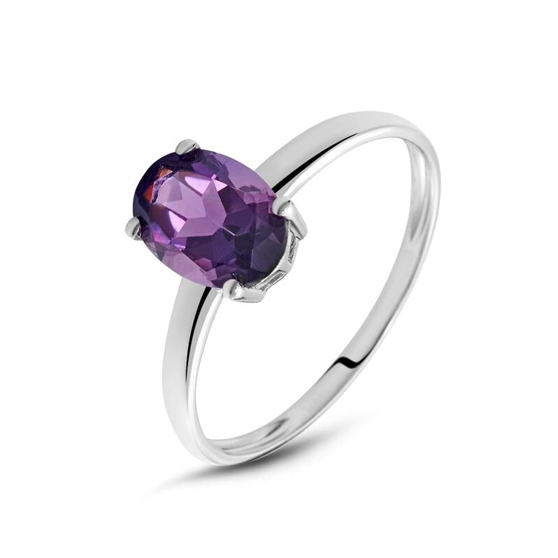 Anello Solitario Amélie Oro Bianco Ametista - Spannringe Damen | OROVIVO