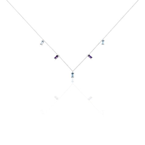 Damen Collier Weißgold 375 Topas, Amethyst - Halsketten Damen | OROVIVO