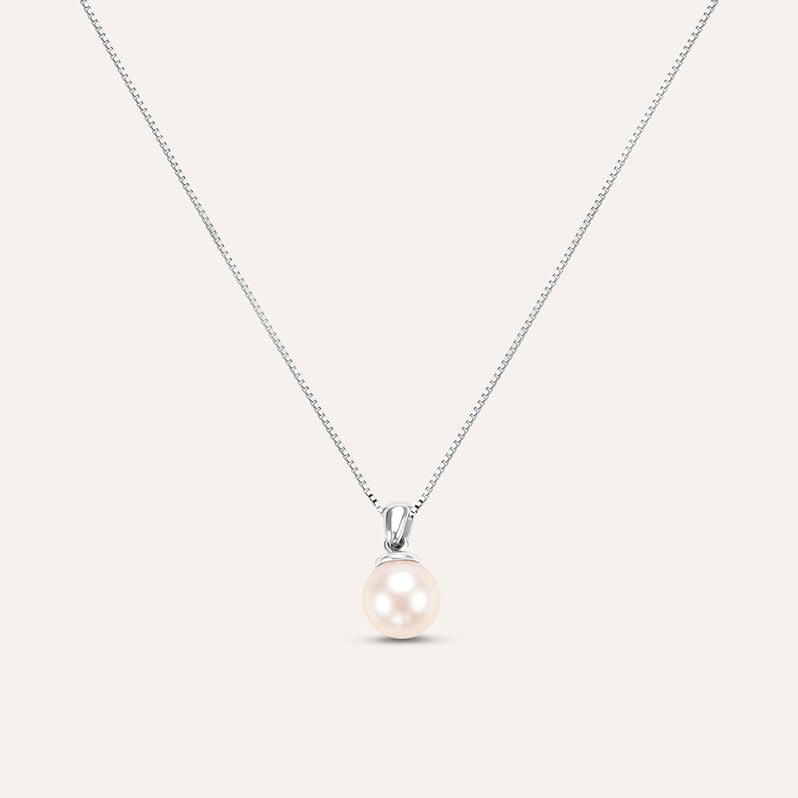 Collana Gabrielle Oro Bianco Perla Akoya - Spannringe Damen | OROVIVO