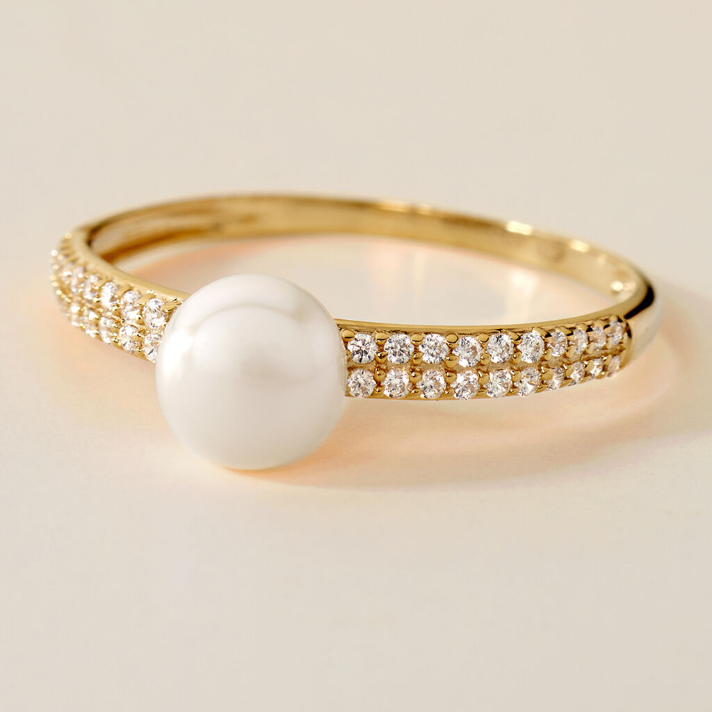 Damen Ring Gold 375 Zuchtperle Weiß Madeleine  - Solitärringe Damen | OROVIVO