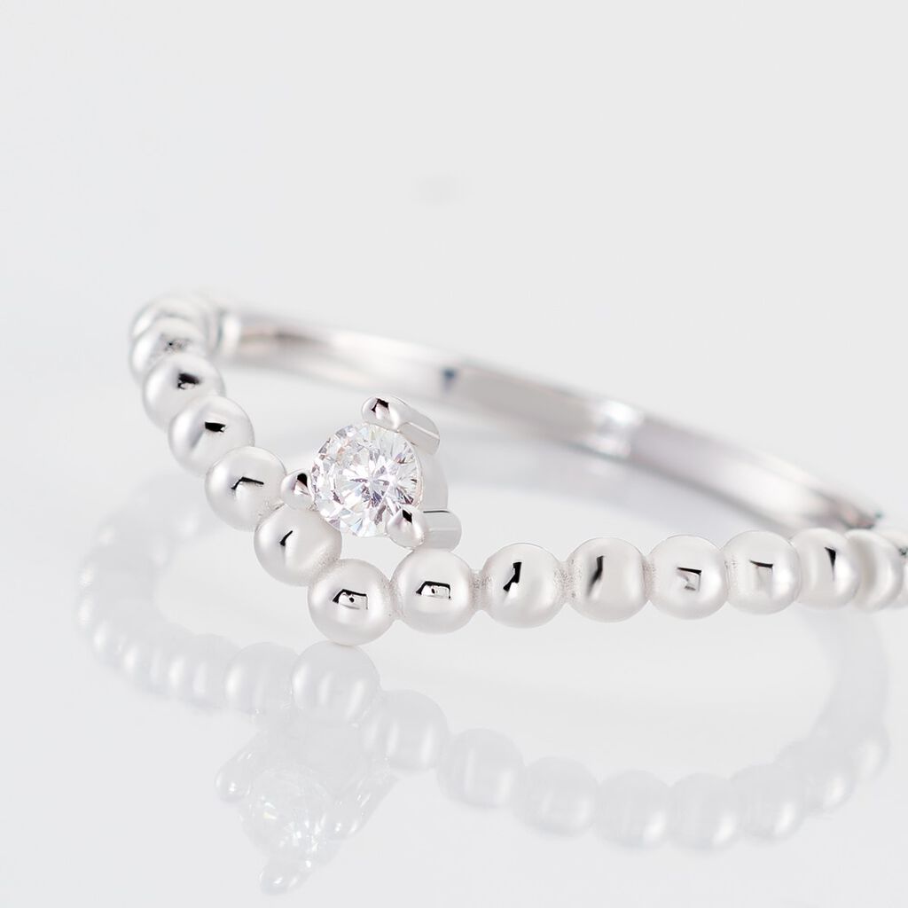 CARLA Damen Ring Silber 925 Zirkonia Wei&szlig; 0,04 ct Tropfen