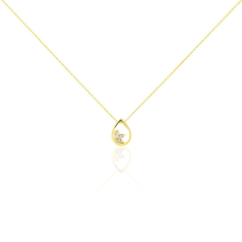KENA Damen Collier Gold 375 (9 Karat) Diamant Wei&szlig; 0,02 ct Tropfen B 0,9 mm - Halsketten Damen | OROVIVO