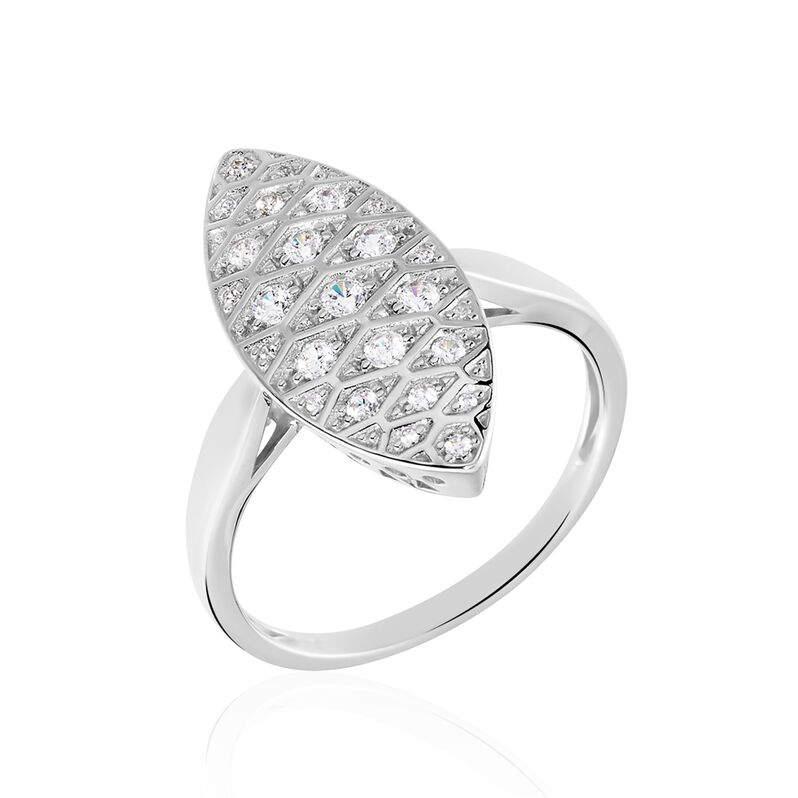 Damen Ring Weißgold 375 Zirkonia Mandel Sitaa  - Ringe mit Stein Damen | OROVIVO