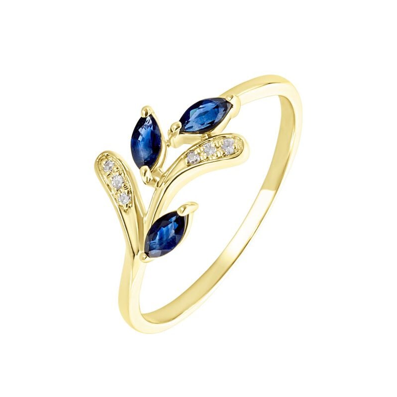 IRISA Damen Ring Gold 375 (9 Karat) Saphir Blau 0,4 ct Blatt - Ringe mit Stein Damen | OROVIVO