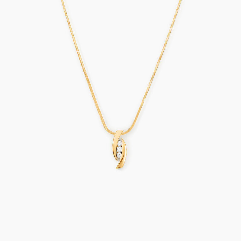Collier Or Jaune Trilogie Diamants 42cm - Spannringe Damen | OROVIVO
