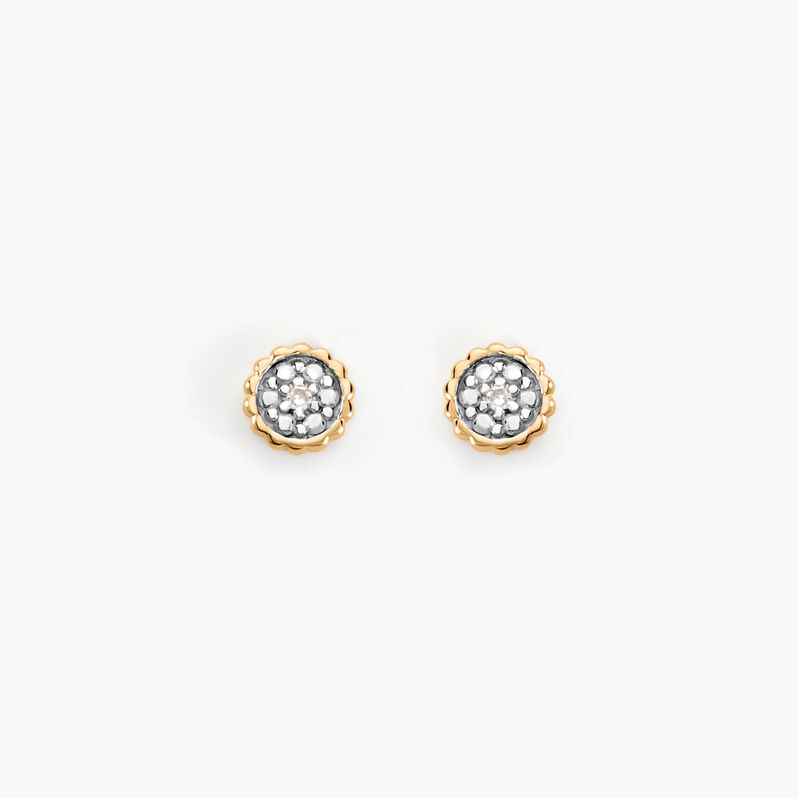 Boucles D'oreilles Puces Mon 1er Diamant 1 Or Doré Diamant - Spannringe Damen | OROVIVO