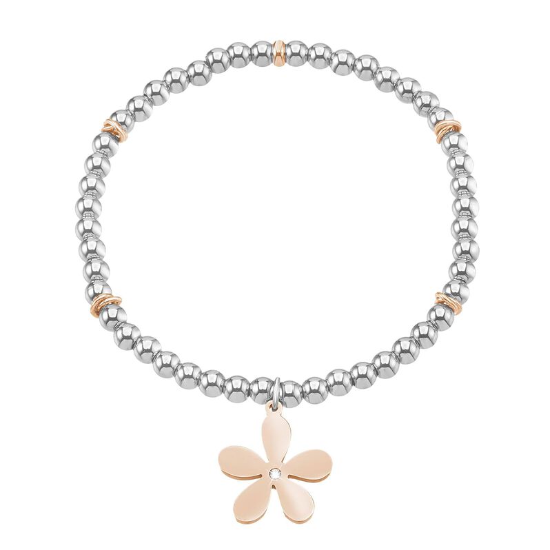 Bracciale fiore in acciaio bicolore e cristalli - Spannringe Damen | OROVIVO