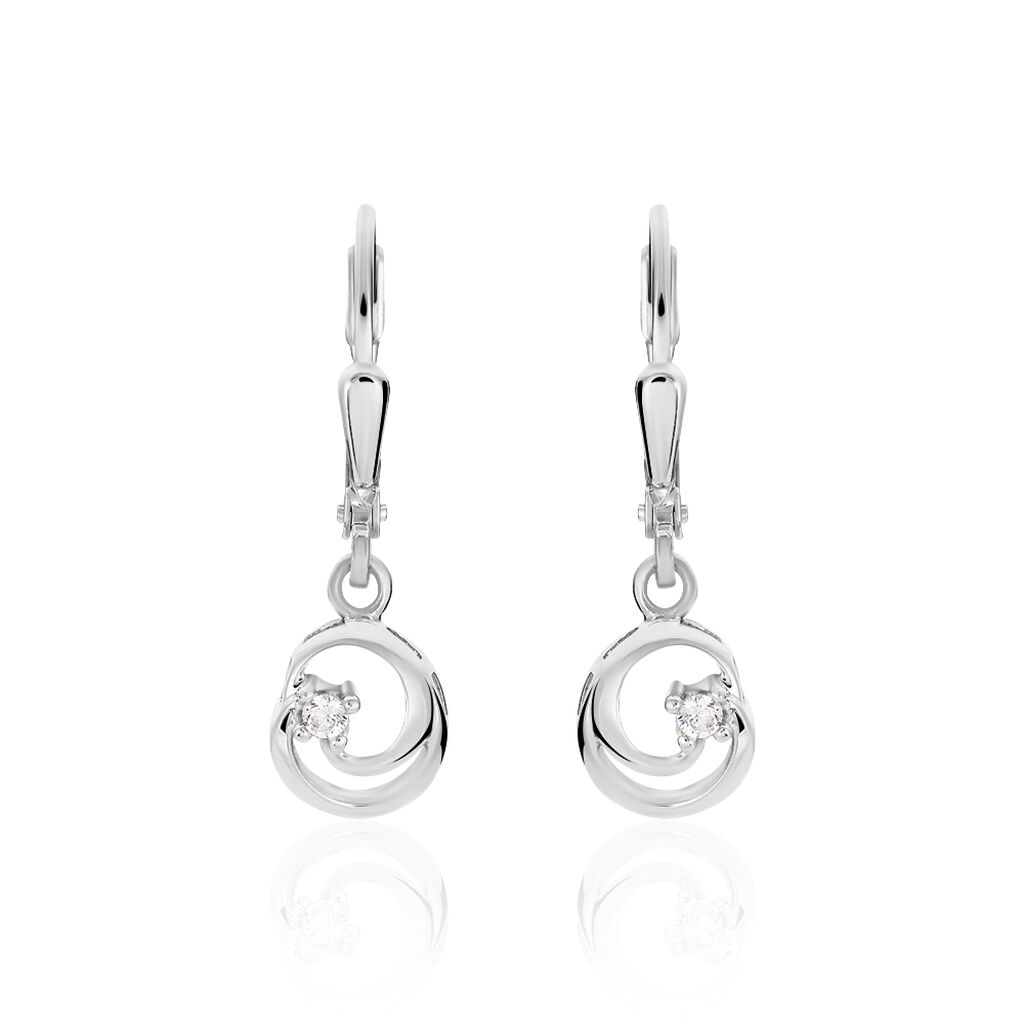 NALAN 1 Damen Ohrringe Lang Silber 925 Zirkonia Weiß Kreis, Ohrringe Lang mit Stein