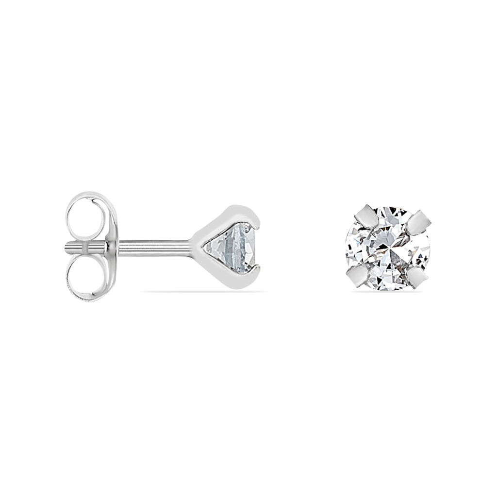 DARINA KRAPPE Damen Ohrstecker Wei&szlig;gold 375 (9 Karat) Zirkonia Blau 0,1 ct B 3 mm