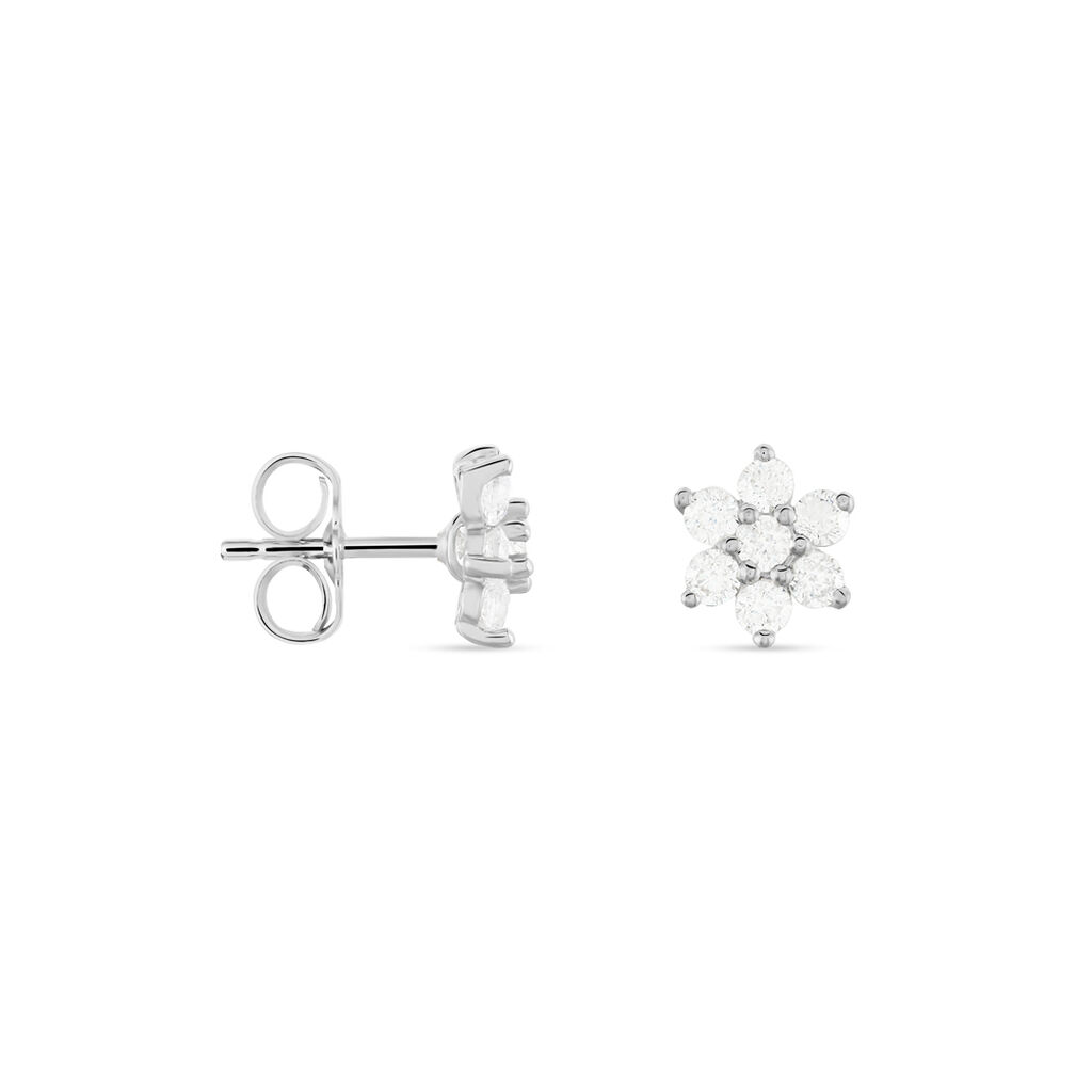 Damen Ohrstecker Weißgold 375 Zirkonia Blume - Ohrstecker Damen | OROVIVO