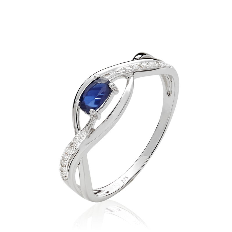 Bague Corella Or Blanc Saphir Et Diamant - Spannringe Damen | OROVIVO