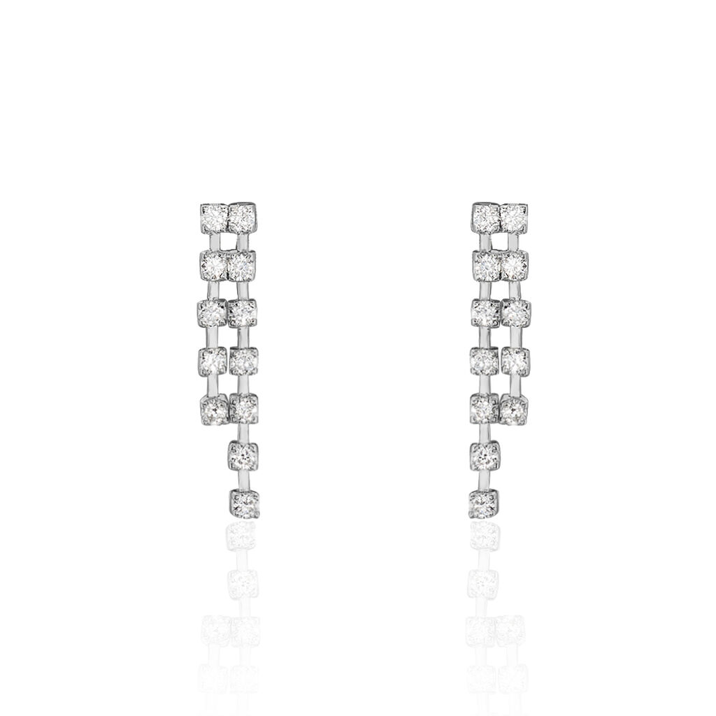 Damen Ohrringe Lang Weißgold 750 Diamant 0,41ct Leah  - Ohrringe mit Stein Damen | OROVIVO