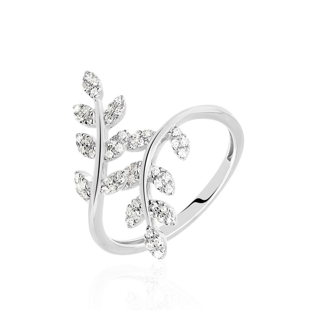 Bague Or Weiss Abbey Feuille Diamants - Spannringe Damen | OROVIVO