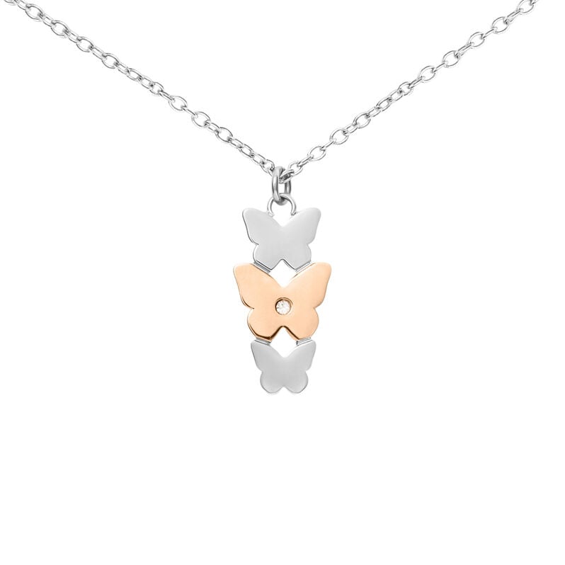 Collana Sunrise Acciaio Bicolore Bianco / Rosa Cristallo - Spannringe Damen | OROVIVO