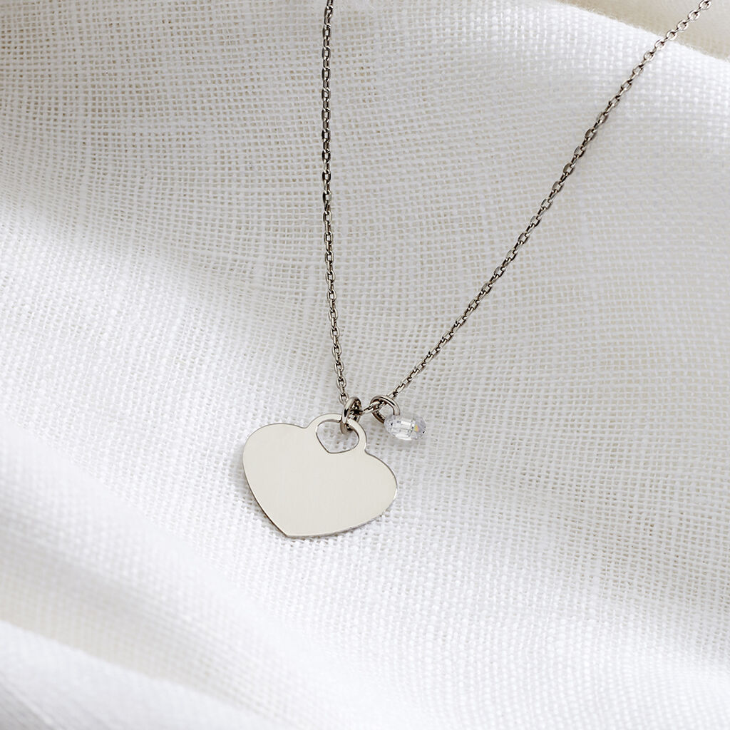 LUBA Damen Collier Silber Silber 925 Zirkonia Wei&szlig; 0,080 ct B 1 mm