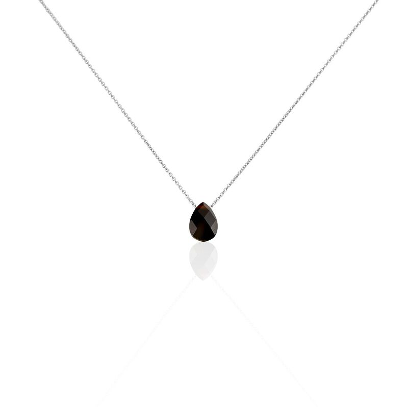 Collier Alvena Argent Weiss Rhodié Agate Noir - Spannringe Damen | OROVIVO