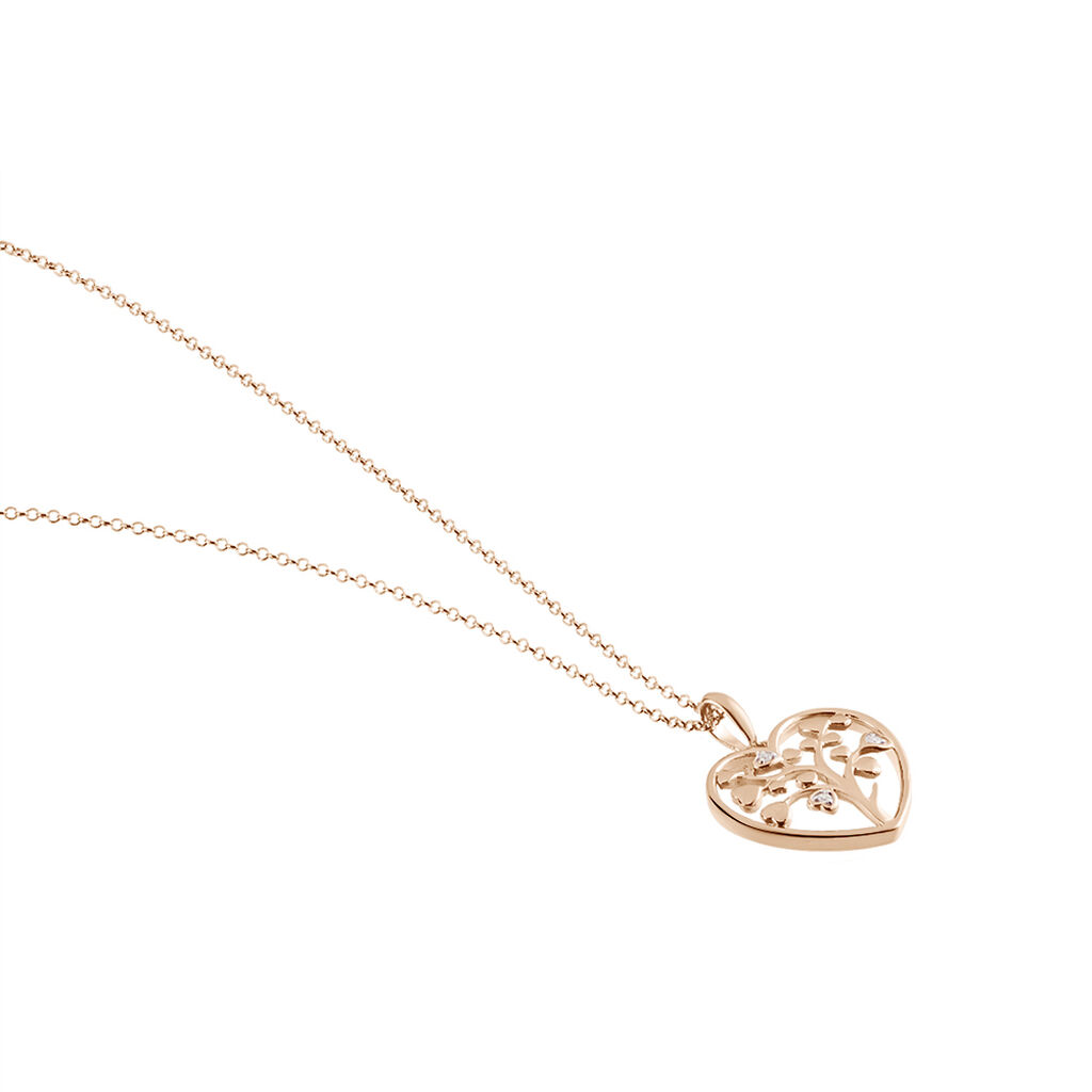 Damen Collier Silber rosevergoldet 925 Diamant 0,01ct Herz Lebensbaum Riana - Halsketten Damen | OROVIVO
