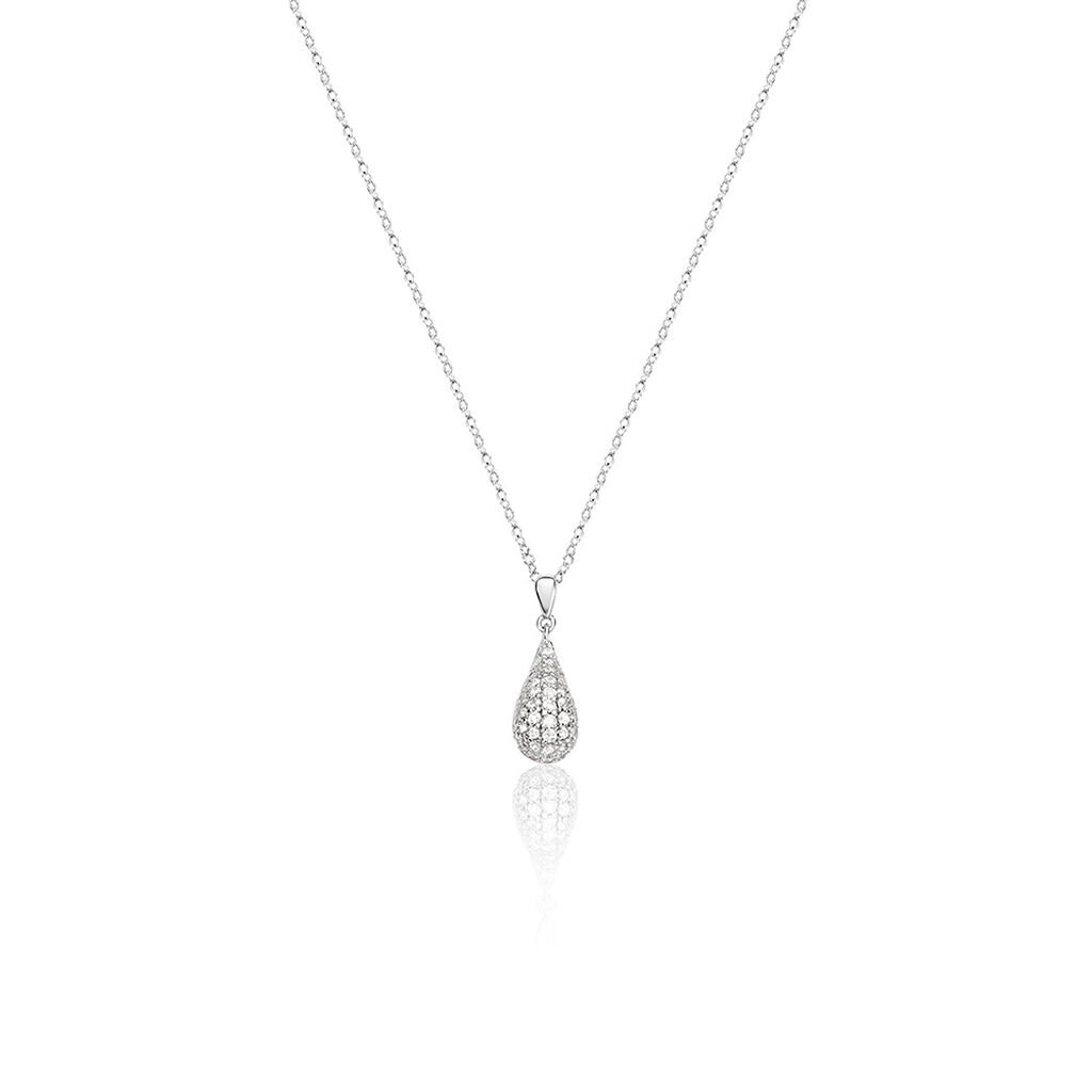 Thumbnail - ELANI Damen Collier Silber 925 Zirkonia Weiß 0,28 ct Tropfen, Collier mit Stein