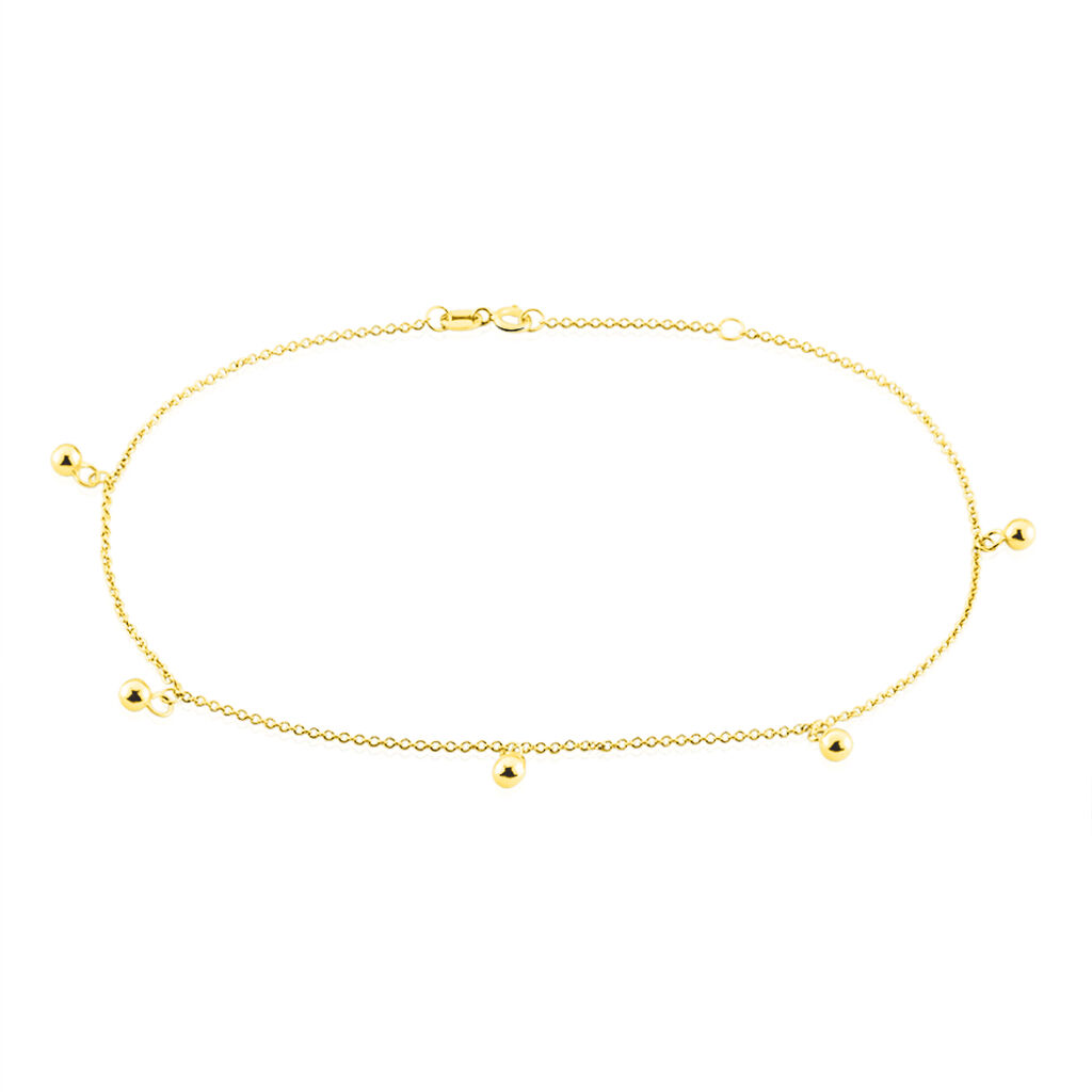 Damen Fußkette Gold 375 (9 Karat) Ball B 0,2 mm, Fußkette ohne Stein