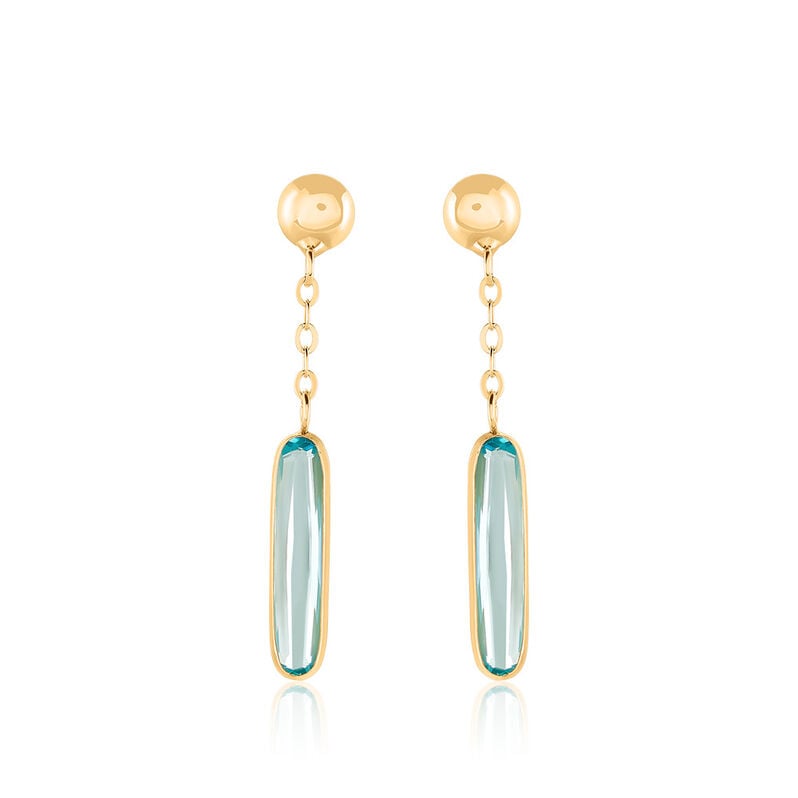 CAROLY Damen Ohrringe Lang Gold 375 (9 Karat) Aventurin Gr&uuml;n 0,1 ct - Ohrringe mit Stein Damen | OROVIVO