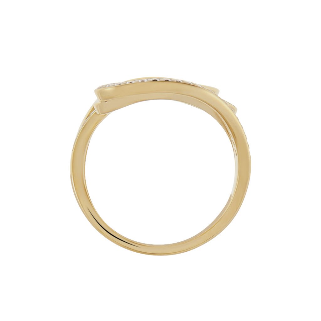 AZALIA Damen Ring Silber Bicolor Gelb/Silber 925 Zirkonia Wei&szlig; 0,81 ct