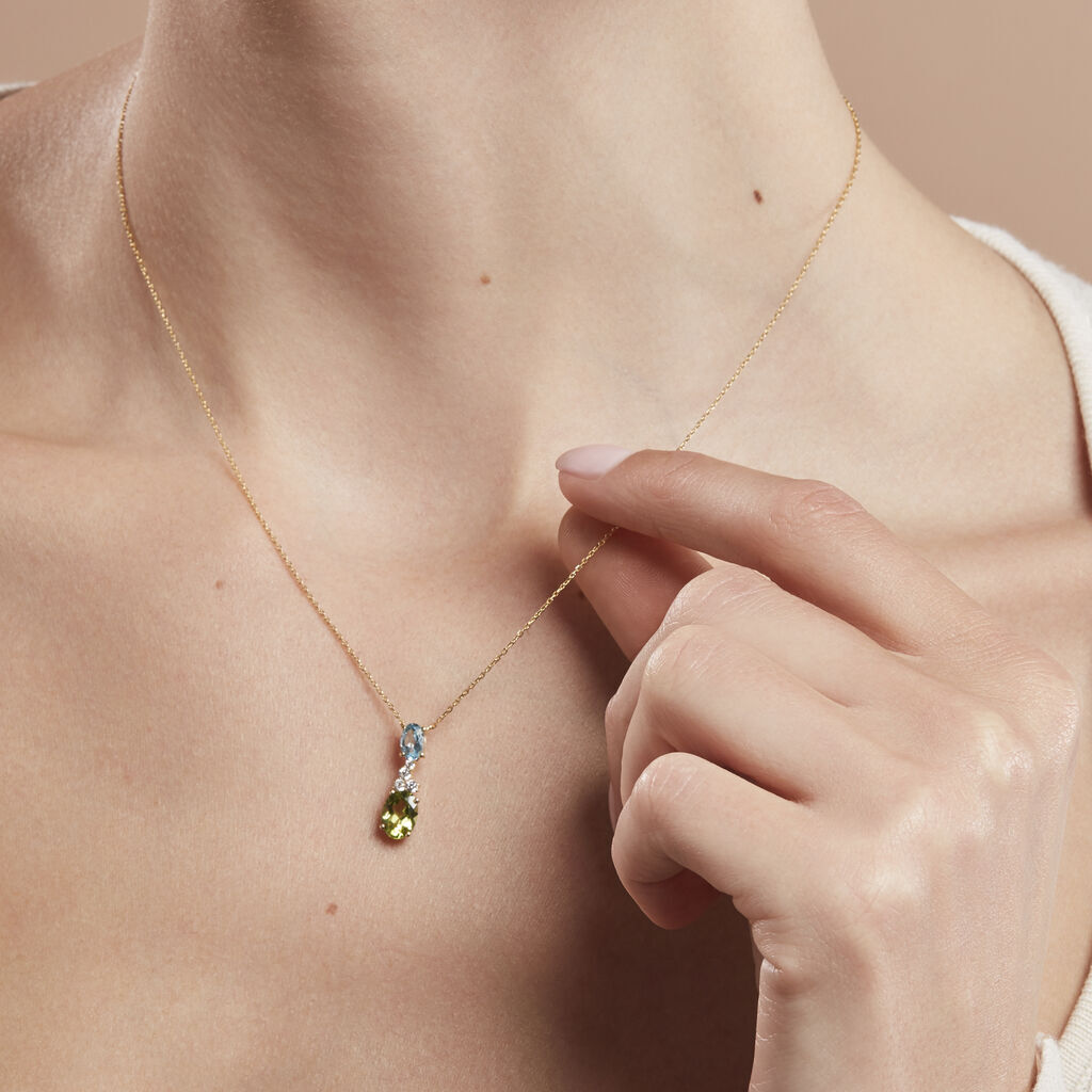 Damen Collier Gold 375 Peridot Grün 2,05ct Oval Layla 2 - Halsketten Damen | OROVIVO
