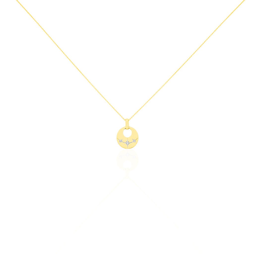 HEIKE Damen Collier Gold 375 (9 Karat) Zirkonia Wei&szlig; 0,01 ct Stern