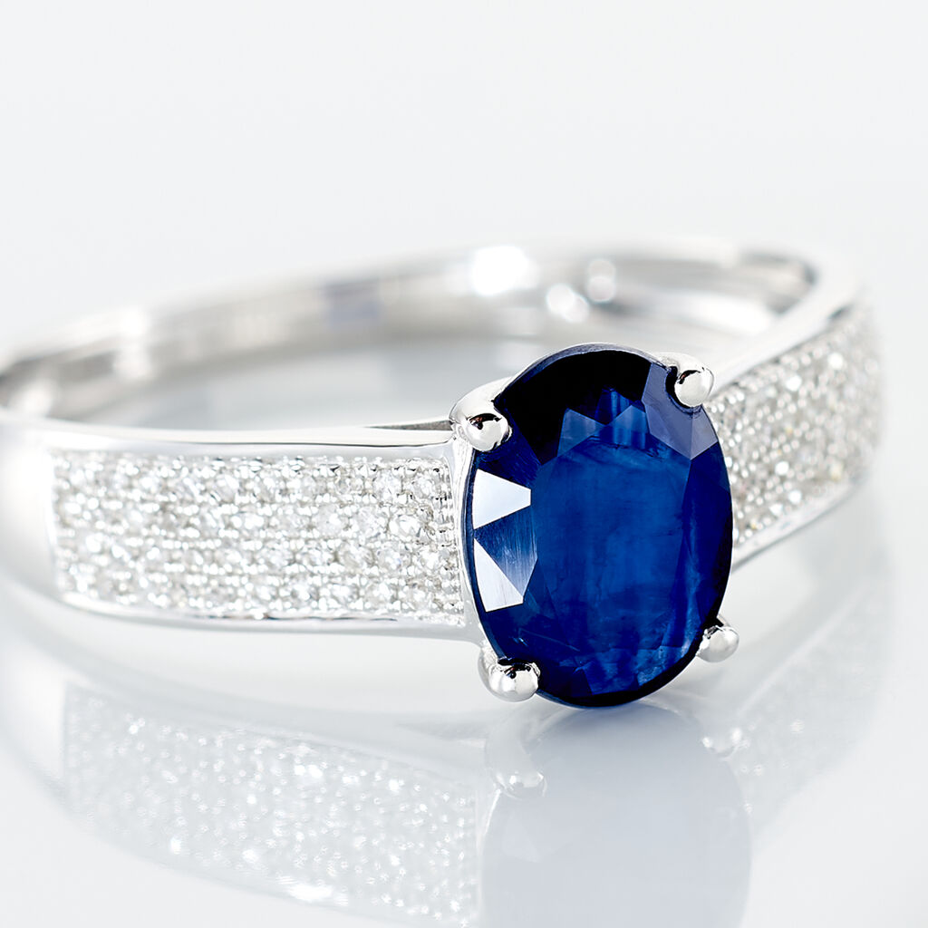 Bague Crista Or Blanc Saphir Et Diamant - Spannringe Damen | OROVIVO
