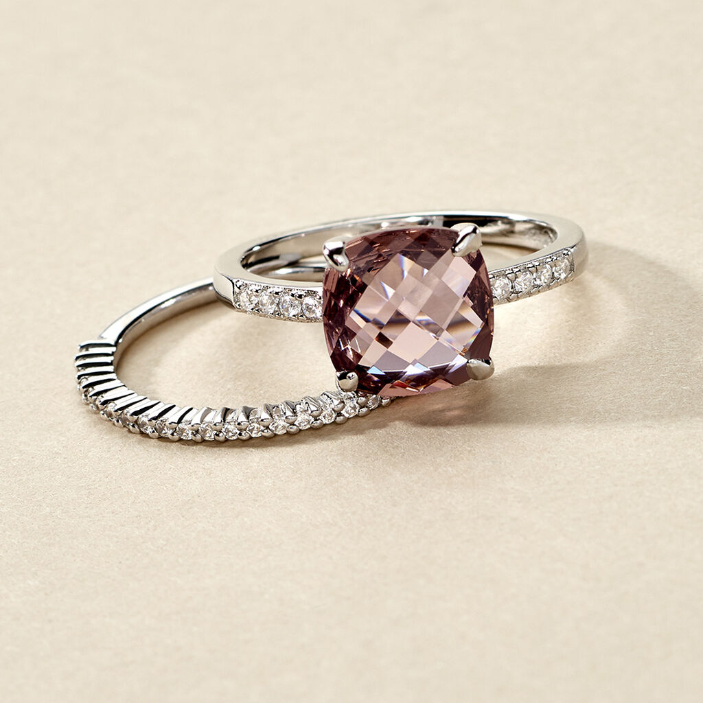 Rosi Damen Ring Silber Silber 925 Zirkonia Ros&eacute; Hexagon