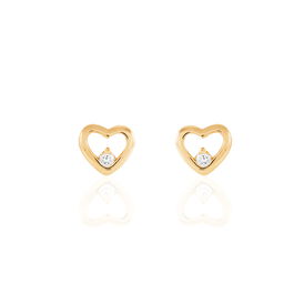 Damen Ohrstecker Messing 18 Karat Vergoldet Zirkonia Herz - Ohrstecker Damen | OROVIVO
