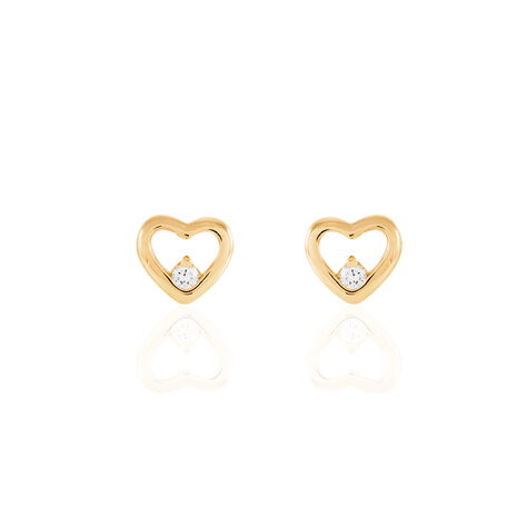 Damen Ohrstecker Messing 18 Karat Vergoldet Zirkonia Herz - Ohrstecker Damen | OROVIVO