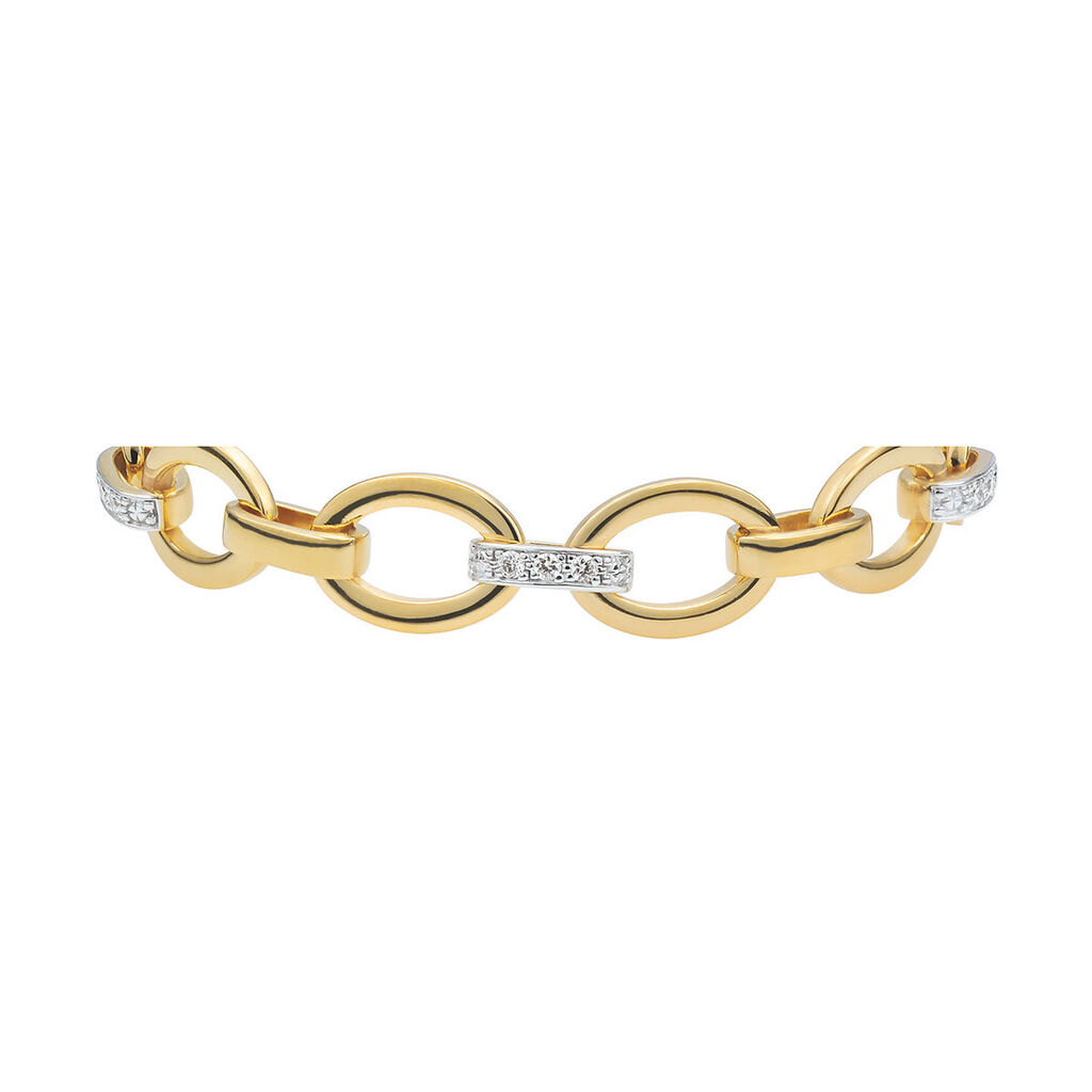 Thumbnail - Damenarmband Messing Gold 750 plattiert 5 Micron, Armband mit Stein