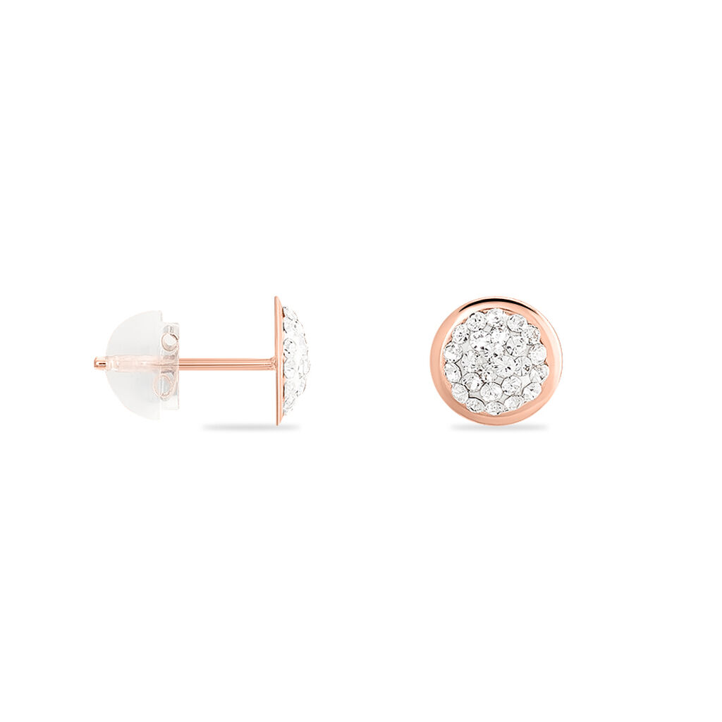 EDMEE CERCLE 1 Damen Ohrstecker Rosegold 375 (9 Karat) Strass Wei&szlig; Kreis