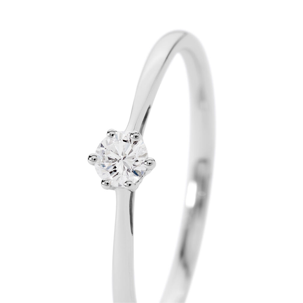 Sonate Damen Ring Wei&szlig;gold 585 (14 Karat) Synthetischer Diamant Wei&szlig; 0,16 ct