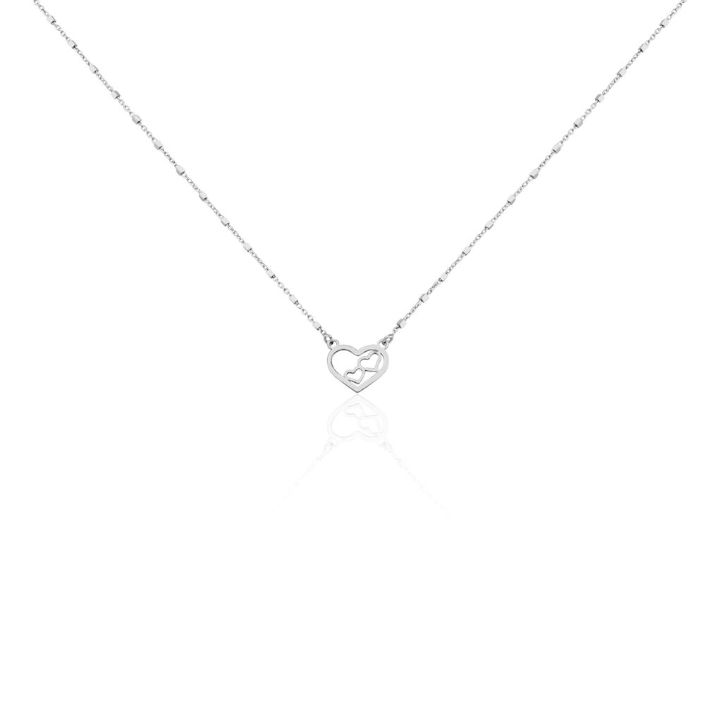 🦚 Damen Halskette Silber 925 Herz Robina, Collier ohne Stein